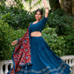 Lorenvalley Firozi Pure Cotton Plain With Gota Patti Touch Up Lehenga Choli | Swadesiicart
