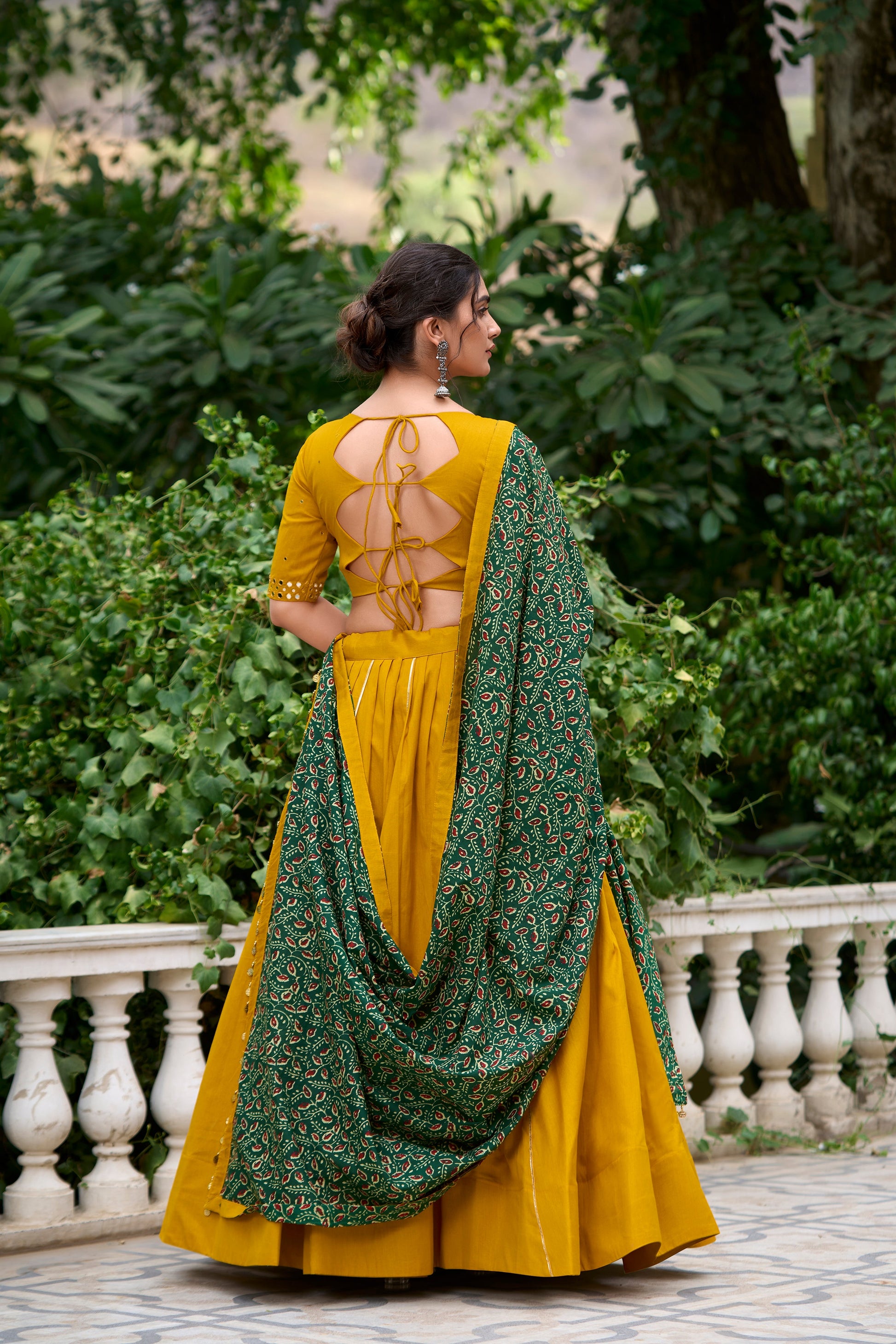 Lorenvalley Mustard Pure Cotton Plain With Gota Patti Touch Up Lehenga Choli | Swadesiicart