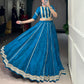 Lorenvalley Fashion Firozi Chiffon Bandhej Print with Sequins and Gotta Patti Lace Touch Up Lehenga Choli - Swadesiicart