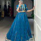 Lorenvalley Fashion Firozi Chiffon Bandhej Print with Sequins and Gotta Patti Lace Touch Up Lehenga Choli - Swadesiicart