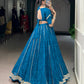 Lorenvalley Fashion Firozi Chiffon Bandhej Print with Sequins and Gotta Patti Lace Touch Up Lehenga Choli - Swadesiicart