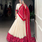 Lorenvalley Fashion Offwhite Cotton Zigzag and Bandhej Print With Sequins Lace Touch Up Lehenga Choli with Dupatta - Swadesiicart