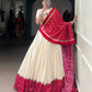 Lorenvalley Fashion Offwhite Cotton Zigzag and Bandhej Print With Sequins Lace Touch Up Lehenga Choli with Dupatta - Swadesiicart