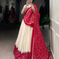 Lorenvalley Fashion Offwhite Cotton Zigzag and Bandhej Print With Sequins Lace Touch Up Lehenga Choli with Dupatta - Swadesiicart