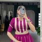 Lorenvalley Fashion Wine Chiffon Bandhej Print with Sequins and Gotta Patti Lace Touch Up Lehenga Choli - Swadesiicart