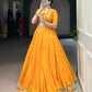 Lorenvalley Fashion Yellow Chiffon Bandhej Print with Sequins and Gotta Patti Lace Touch Up Lehenga Choli | Swadesiicart