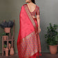 Joban Fashion Carrot Red Woven Design Banarasi Silk Sarees | Swadesiicart