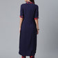 Ahalyaa Navy Blue Solid Rayon Kurta Pant Set | Swadesiicart
