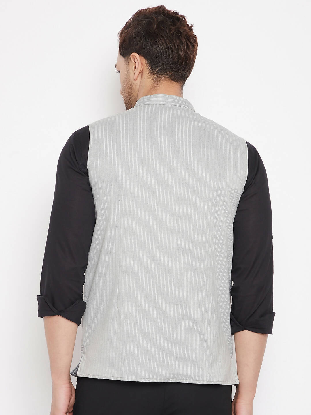 Even Apparels Grey Merino Men Woven Nehru Jacket BF681 | Swadesiicart