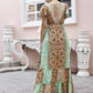Sea Green Rayon Foil Printed Long Dress - Michan | Swadesiicart