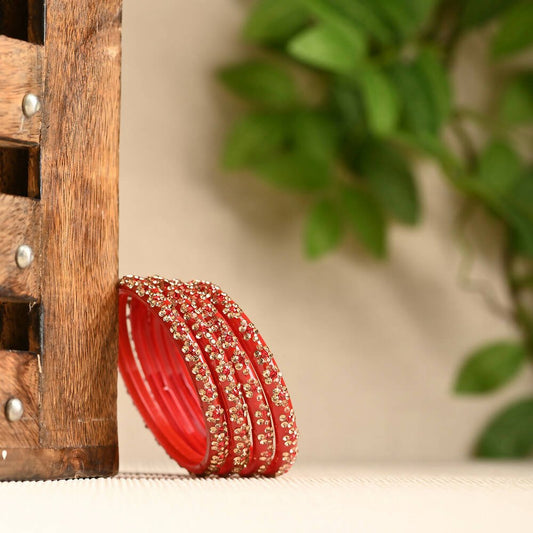 Afast Elegant Bridal & Wedding Party Fashion Bangle/Kada Set, Red, Glass, Pack Of 8 Model No- A25 - Afast Enterprises