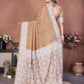Anaita Cream Handmade Bandhej Viscose Silk Saree With Blouse