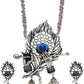 Tehzeeb Creations Women's Silver Colour Oxidised Necklace And Earring Bansuri Design - Swadesiicart