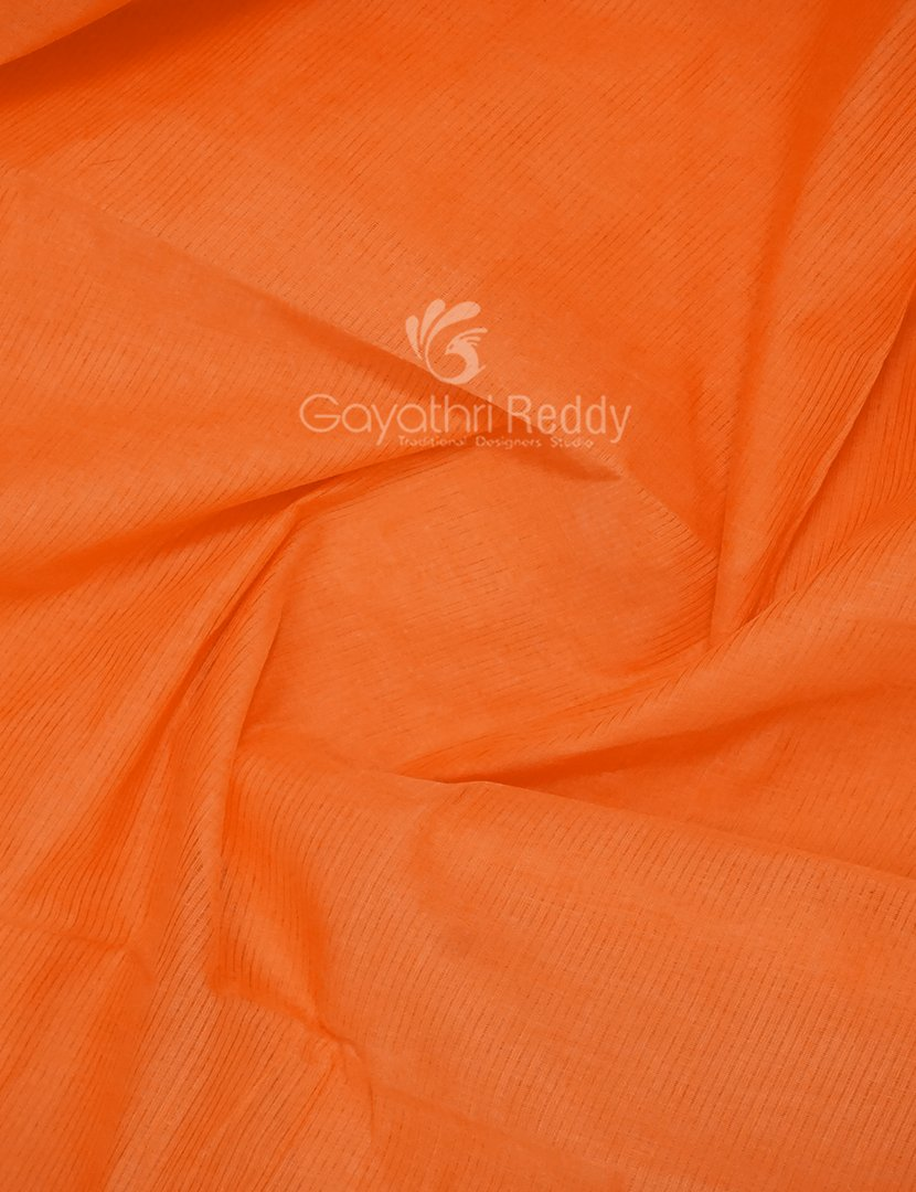 Dual Shades of Orange With Contrast Blouse Pure Mangalgiri Cotton By Gayathri Reddy Designer Studio | Swadesiicart