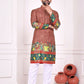 Anaita Peach Dola Silk Straight Kurta With Foil Work