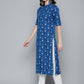 HERE&NOW Women Blue & White Ethnic Motifs Printed Kurta - Swadesiicart