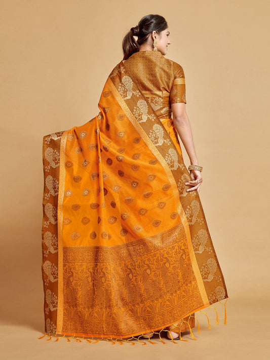 Sangria Ethnic Motifs Woven Design Art Silk Banarasi Saree | Swadesiicart