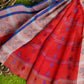 Exclusive Collection 100% Pure Cotton Red Tant Saree With Hand Weaving Work - Swadesiicart