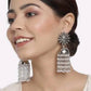 Tehzeeb Creations Women's Silver Colour Oxidised Earrings With White Pearl | Swadesiicart
