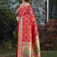 Kalini Red Silk Blend Designer Banarasi Saree | Swadesiicart