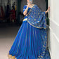 Lorenvalley Fashion Blue Georgette Bandhej Print and Embossed Design Lace with Gota Patti Touch Up Lehenga Choli with Dupatta | Swadesiicart