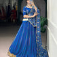 Lorenvalley Fashion Blue Georgette Bandhej Print and Embossed Design Lace with Gota Patti Touch Up Lehenga Choli with Dupatta | Swadesiicart