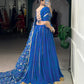 Lorenvalley Fashion Blue Georgette Bandhej Print and Embossed Design Lace with Gota Patti Touch Up Lehenga Choli with Dupatta | Swadesiicart