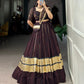 Lorenvalley Fashion Black and Maroon Georgette Bandhej Print And Embossed Design Lace With Paper Mirror Lace And Gota Patti Touch Up Lehenga Choli with Dupatta | Swadesiicart
