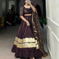 Lorenvalley Fashion Black and Maroon Georgette Bandhej Print And Embossed Design Lace With Paper Mirror Lace And Gota Patti Touch Up Lehenga Choli with Dupatta | Swadesiicart