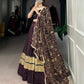 Lorenvalley Fashion Black and Maroon Georgette Bandhej Print And Embossed Design Lace With Paper Mirror Lace And Gota Patti Touch Up Lehenga Choli with Dupatta | Swadesiicart