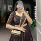 Lorenvalley Fashion Black and Maroon Georgette Bandhej Print And Embossed Design Lace With Paper Mirror Lace And Gota Patti Touch Up Lehenga Choli with Dupatta | Swadesiicart
