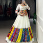 Lorenvalley Fashion White Pure Rayon Multi Colour Patch With Lace Touch Up Lehenga Choli - Swadesiicart