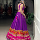 Lorenvalley Fashion Purple Pure Rayon Gamthi Work And Embossed Design With Gota Patti Lace Touch Up Lehenga Choli - Swadesiicart