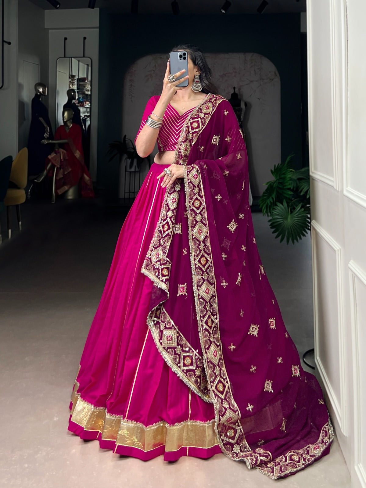Lorenvalley Fashion Pink Cotton Lace Touch Up Lehenga Choli with Dupatta | Swadesiicart