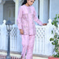 Vaasva Women's Soft Pink Chanderi Block Printed Cord Set - Swadesiicart