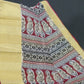 Gleaming Dark Maroon Kalamkari Cotton Linen Printed Saree By Gayathri Reddy Designer Studio | Swadesiicart