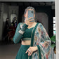 Lorenvalley Fashion Green Marble Lace Touch Up Lehenga Choli with Dupatta | Swadesiicart