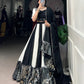 Lorenvalley Black Pure Rayon with Plain And Printed With Paper Mirror Work Lace And Gota Patti Touch Up Lehenga Choli | Swadesiicart