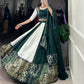 Lorenvalley Green Pure Rayon with Plain And Printed With Paper Mirror Work Lace And Gota Patti Touch Up Lehenga Choli | Swadesiicart