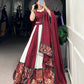 Lorenvalley Maroon Pure Rayon with Plain And Printed With Paper Mirror Work Lace And Gota Patti Touch Up Lehenga Choli | Swadesiicart
