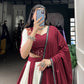 Lorenvalley Maroon Pure Rayon with Plain And Printed With Paper Mirror Work Lace And Gota Patti Touch Up Lehenga Choli | Swadesiicart
