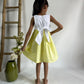 ArthLife White And Yellow Unicorn Embroidered Dress