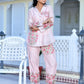 Vaasva Women's Pale Peach Chanderi Block Printed Cord Set - Swadesiicart