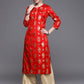Biba Women Red Floral Foil Printed Kurta - Swadesiicart