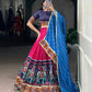 Lorenvalley Fashion Pink Tasar Silk Print with Foil Work and Real Mirror Gamthi Work with Lace Touch Up Lehenga Choli with Dupatta | Swadesiicart
