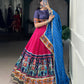 Lorenvalley Fashion Pink Tasar Silk Print with Foil Work and Real Mirror Gamthi Work with Lace Touch Up Lehenga Choli with Dupatta | Swadesiicart