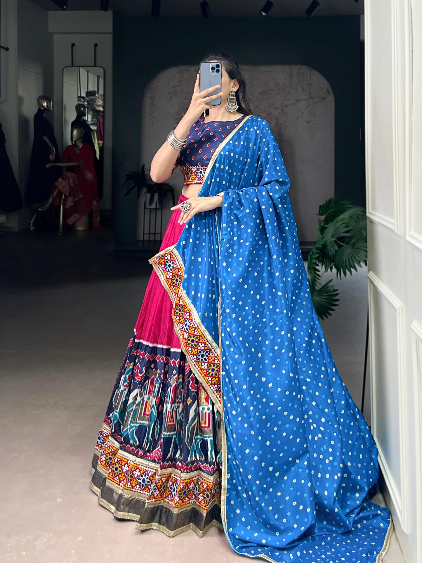 Lorenvalley Fashion Pink Tasar Silk Print with Foil Work and Real Mirror Gamthi Work with Lace Touch Up Lehenga Choli with Dupatta | Swadesiicart