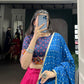 Lorenvalley Fashion Pink Tasar Silk Print with Foil Work and Real Mirror Gamthi Work with Lace Touch Up Lehenga Choli with Dupatta | Swadesiicart
