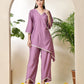 Myshka Women's Lavender colour Co-ord set with Lace - Swadesiicart