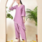 Myshka Women's Lavender colour Co-ord set with Lace - Swadesiicart